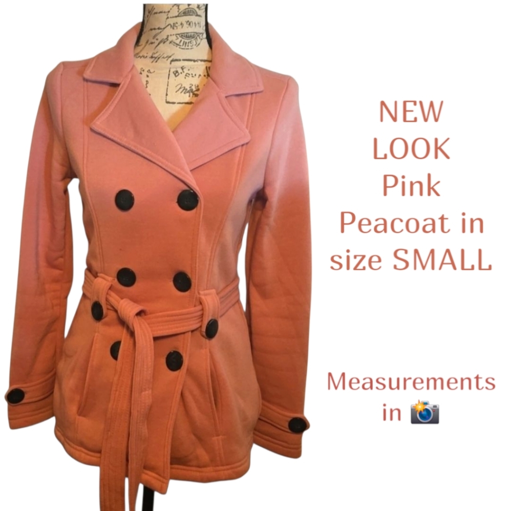 Nwot NEW LOOK Pink Fleece PEACOAT Women's- SMALL